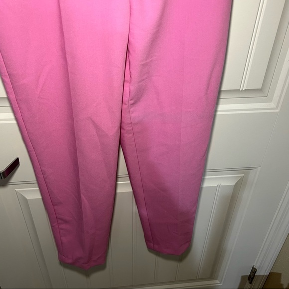 Zara Soft Pink High Waist Ankle Front Pleated Belted Trouser Pants Size Small - Picture 6 of 12